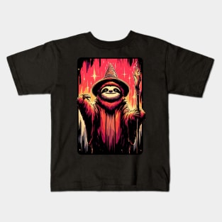 Retro Sloth Wizard Kids T-Shirt